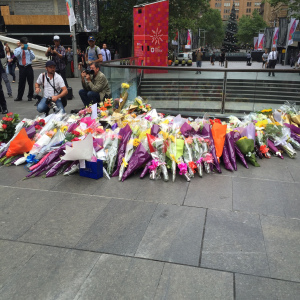 Flowers in Martin Place at 9.30am on Tuesday.